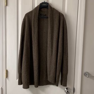 Tahari brown cashmere open cardigan